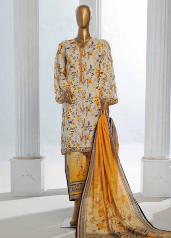 Bin Saeed Fabric - WK-0118-3 Piece Khaddar Printed Suit