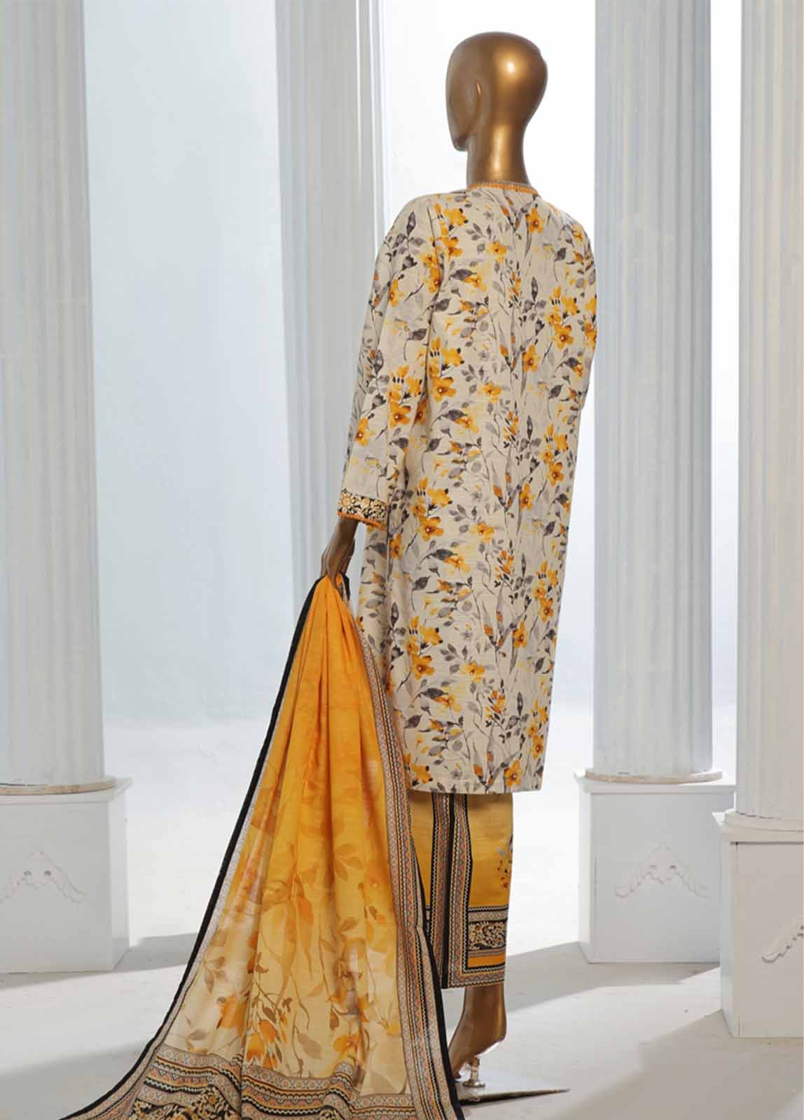 Bin Saeed Fabric - WK-0118-3 Piece Khaddar Printed Suit