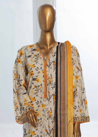 Bin Saeed Fabric - WK-0118-3 Piece Khaddar Printed Suit