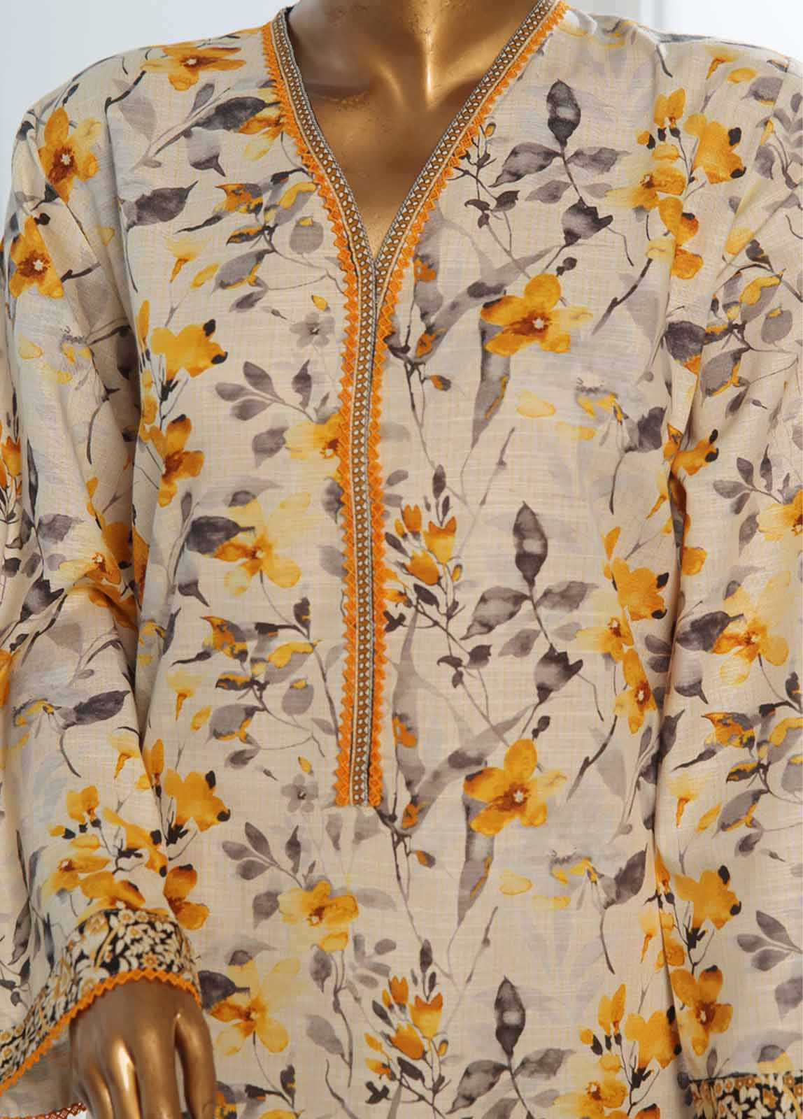 Bin Saeed Fabric - WK-0118-3 Piece Khaddar Printed Suit