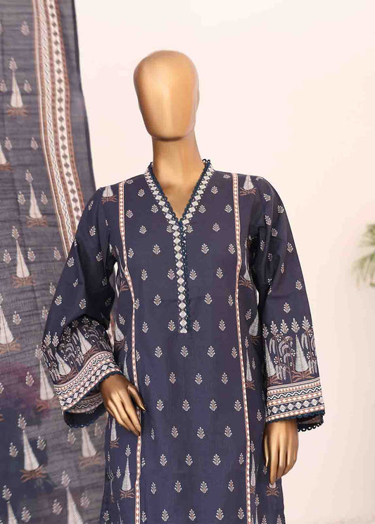 WK-011-3 Piece Khaddar Printed Suit