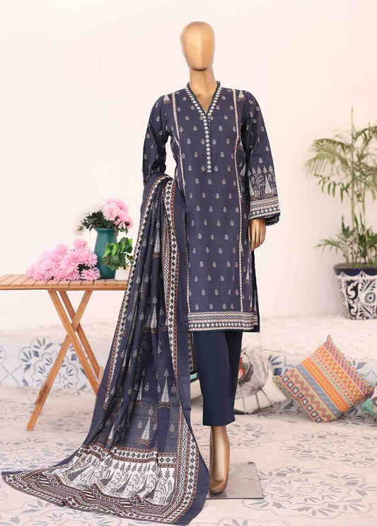 WK-011-3 Piece Khaddar Printed Suit