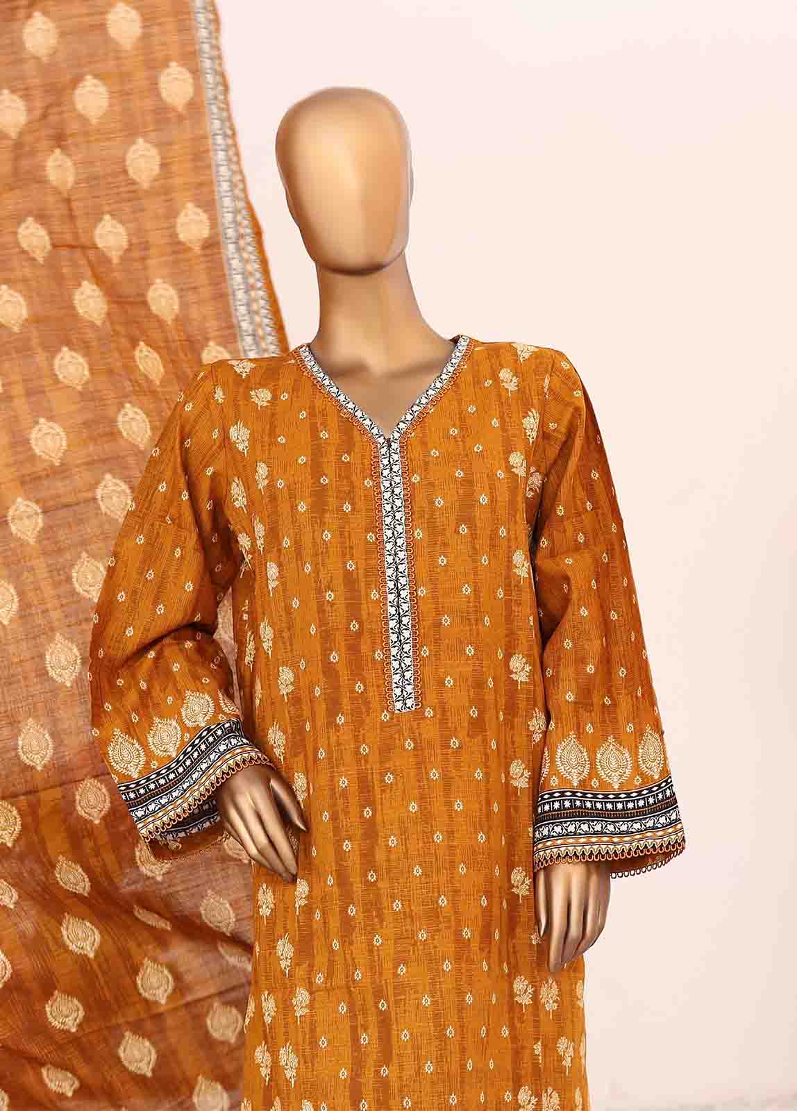 Bin Saeed Fabric - WK-012-3 Piece Khaddar Printed Suit