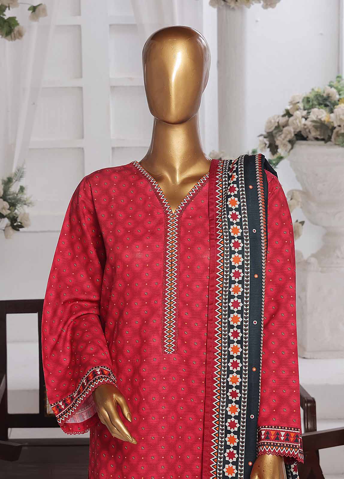 WK-0120 R-3 Piece Khaddar Printed Suit