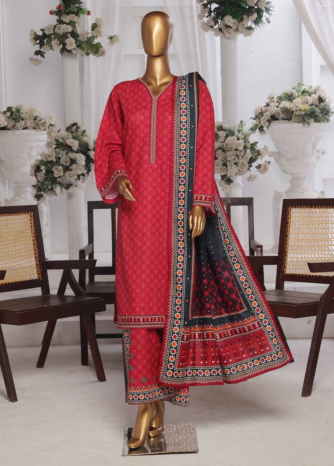 Bin Saeed Fabric - WK-0120 R-3 Piece Khaddar Printed Suit