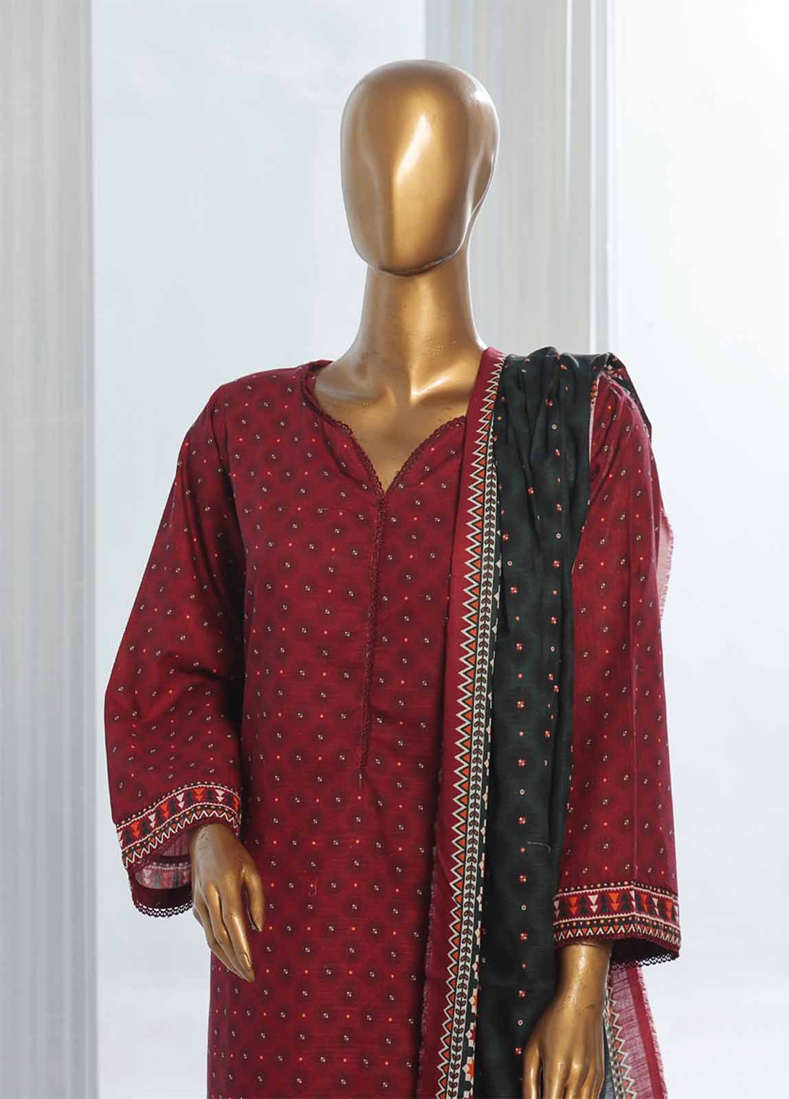 Bin Saeed Fabric - WK-0121-3 Piece Khaddar Printed Suit