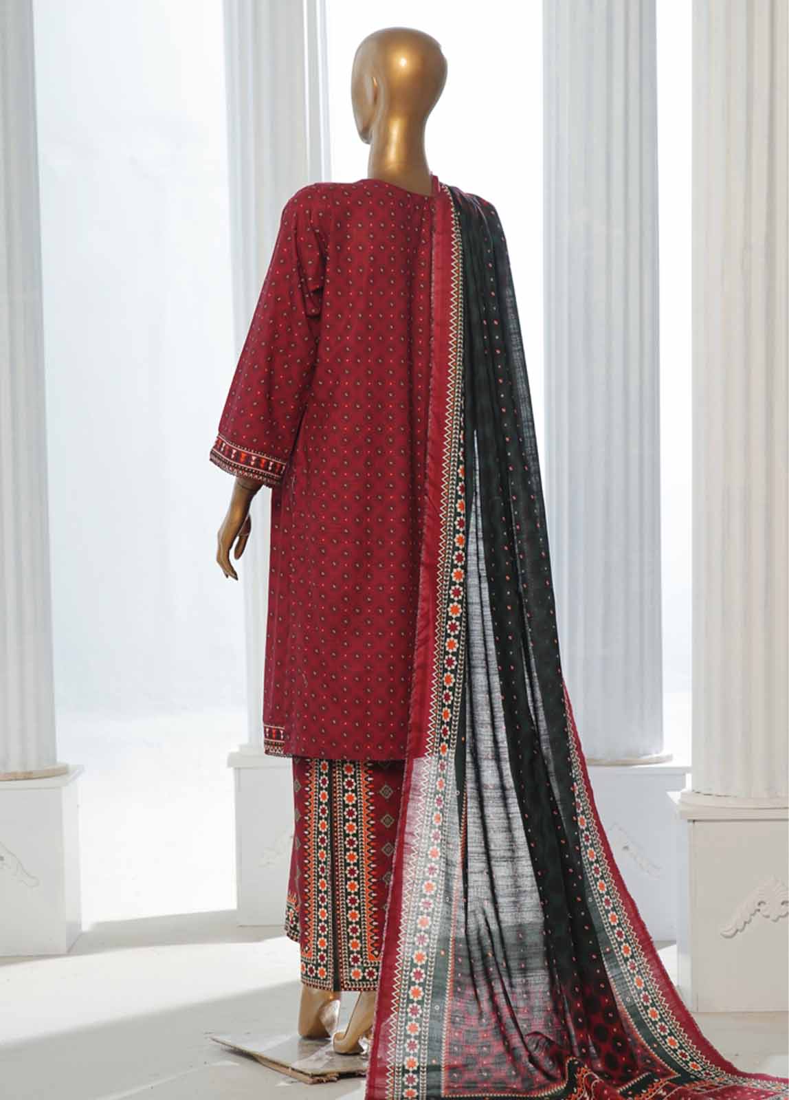 Bin Saeed Fabric - WK-0121-3 Piece Khaddar Printed Suit