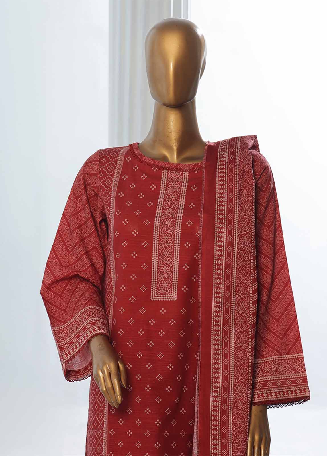 Bin Saeed Fabric - WK-0123-3 Piece Khaddar Printed Suit