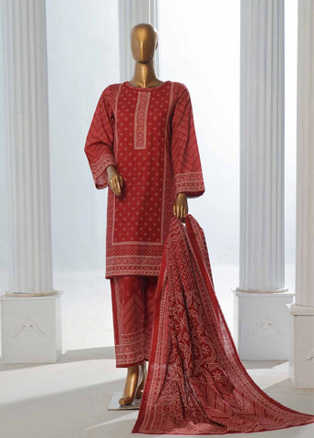 Bin Saeed Fabric - WK-0123-3 Piece Khaddar Printed Suit
