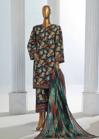 Bin Saeed Fabric - WK-0124-3 Piece Khaddar Printed Suit