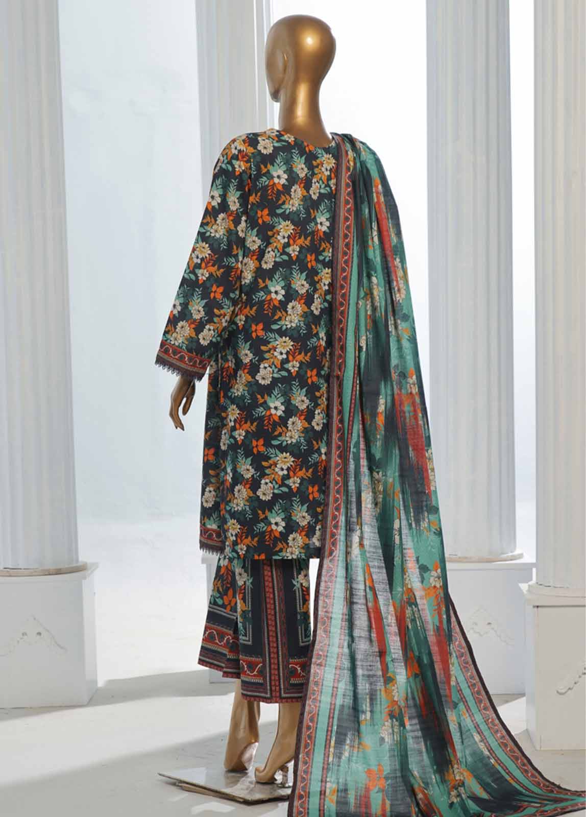 Bin Saeed Fabric - WK-0124-3 Piece Khaddar Printed Suit
