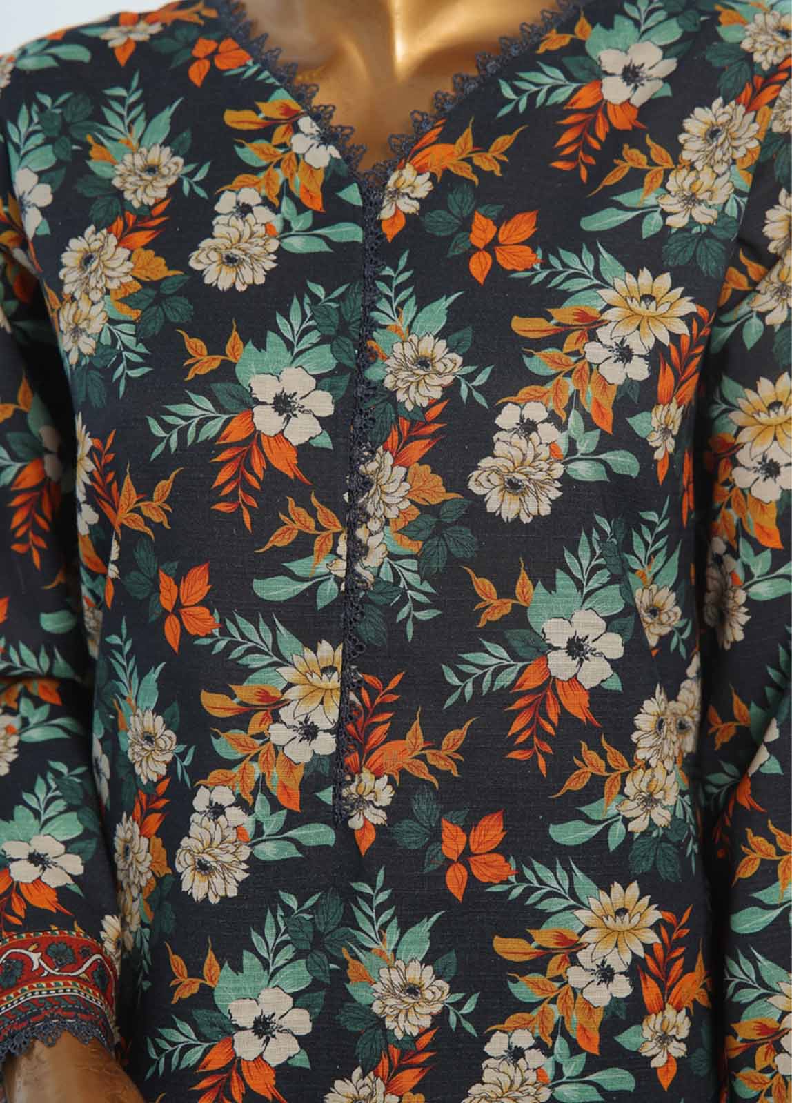 Bin Saeed Fabric - WK-0124-3 Piece Khaddar Printed Suit