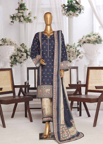 Bin Saeed Fabric - WK-0125 R-3 Piece Khaddar Printed Suit