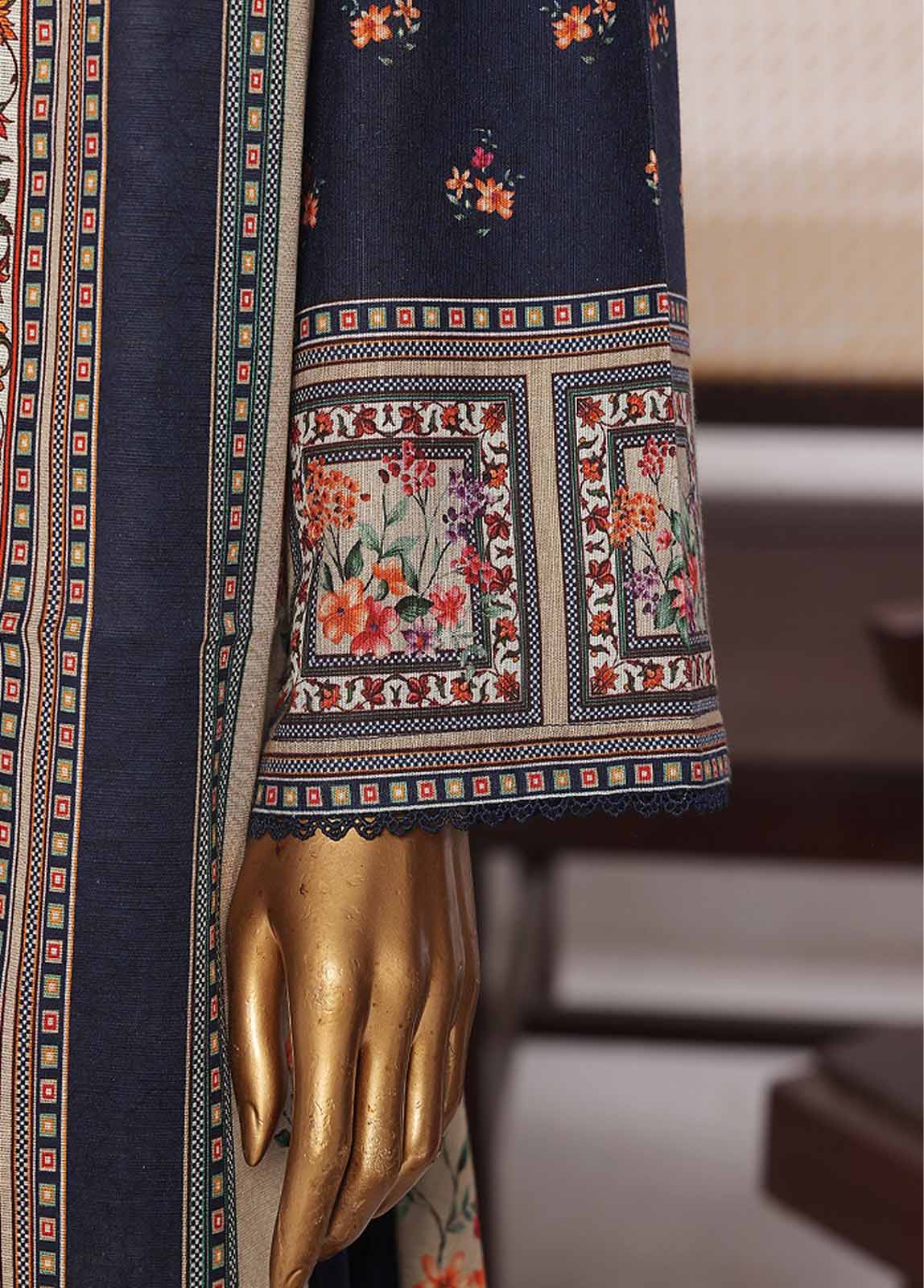 Bin Saeed Fabric - WK-0125 R-3 Piece Khaddar Printed Suit