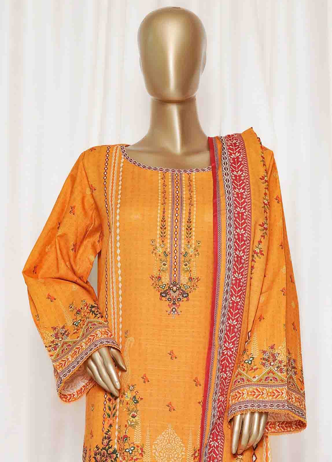 Bin Saeed Fabric - WK-0128-PR R77- 3 Piece Khaddar Printed Stitched Suit