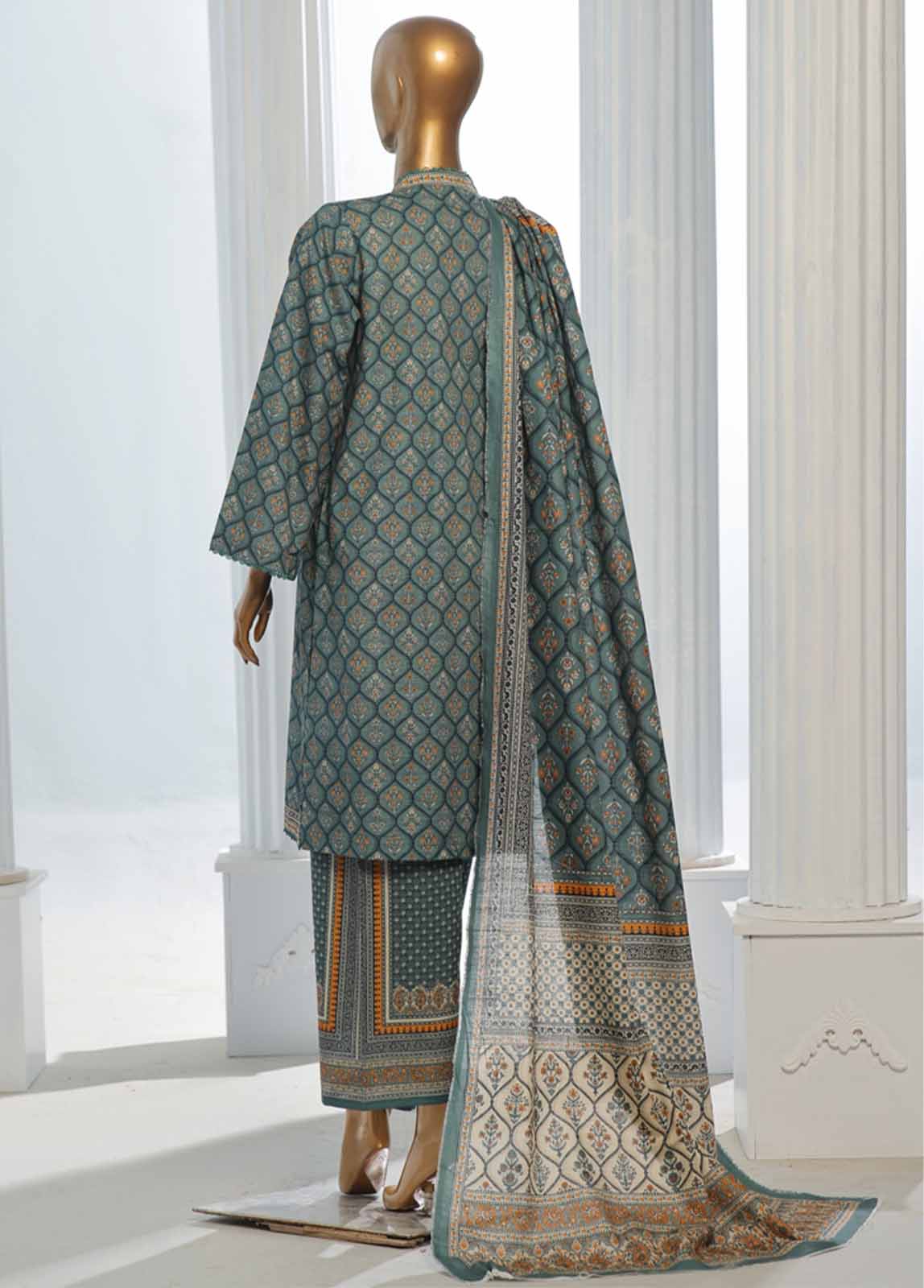 Bin Saeed Fabric - WK-0130-3 Piece Khaddar Printed Suit