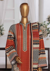 WK-0134 R-3 Piece Khaddar Printed Suit