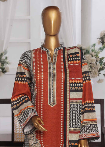 Bin Saeed Fabric - WK-0134 R-3 Piece Khaddar Printed Suit