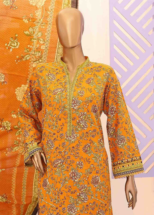 Bin Saeed Fabric - WK-014-3 Piece Khaddar Printed Suit