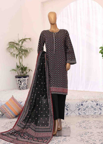 Bin Saeed Fabric - WK-015-3 Piece Khaddar Printed Suit