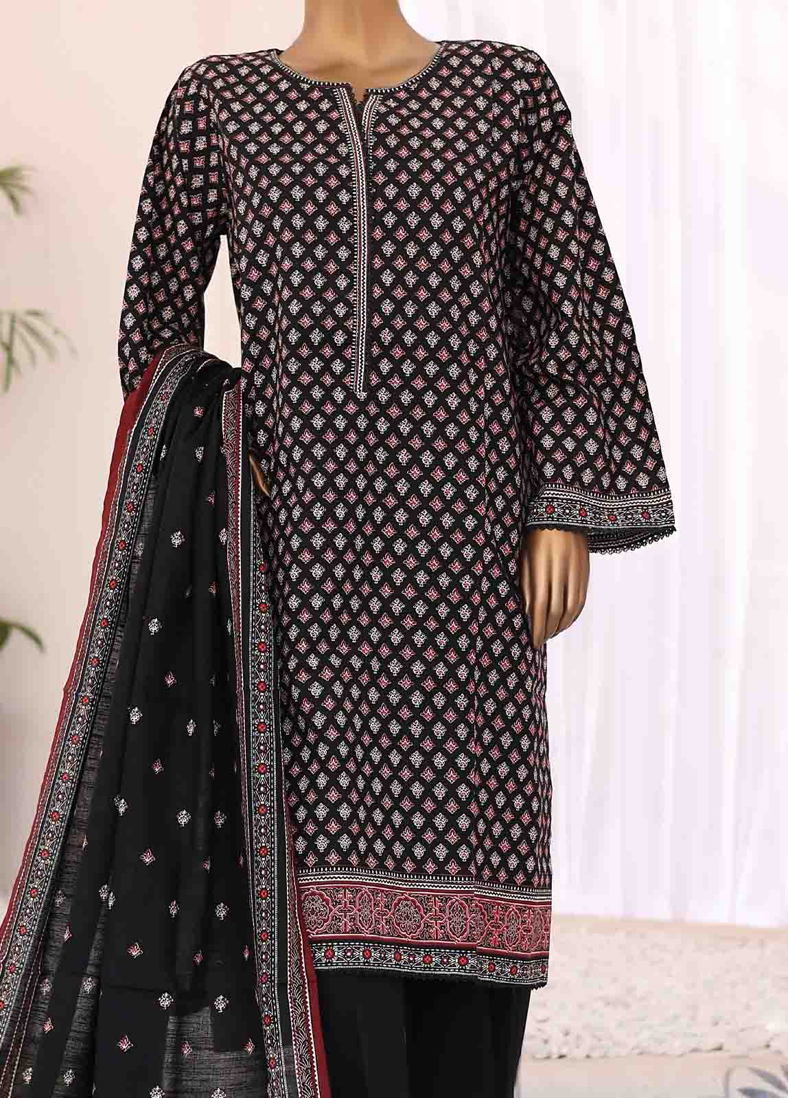 Bin Saeed Fabric - WK-015-3 Piece Khaddar Printed Suit