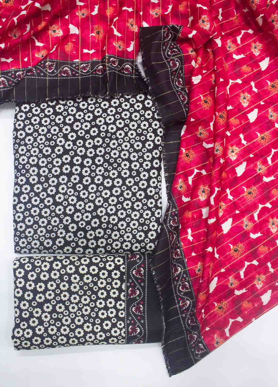 WK-015 A-3 Piece Khaddar Printed UnStitched Suit