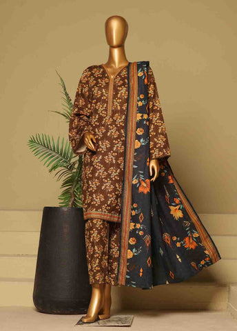 Bin Saeed Fabric - WK-020-3 Piece Khaddar Printed Suit