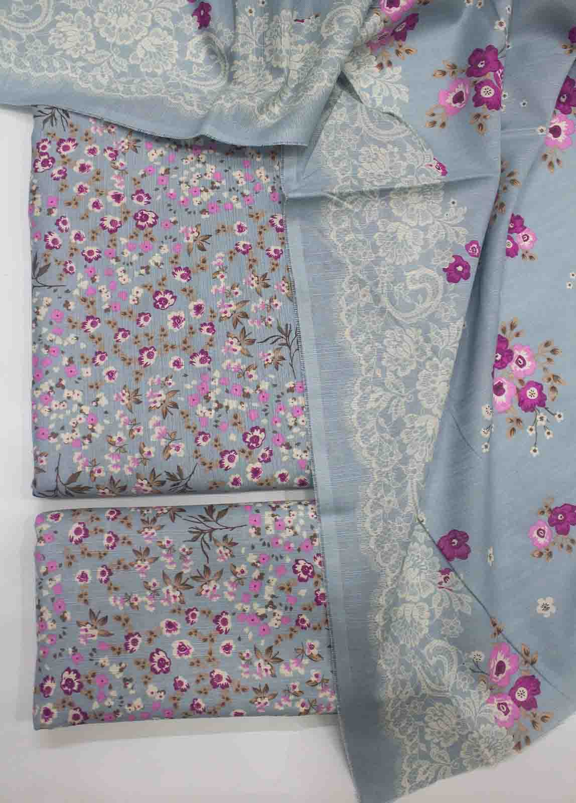 WK-021-3 Piece Khaddar Printed UnStitched Suit