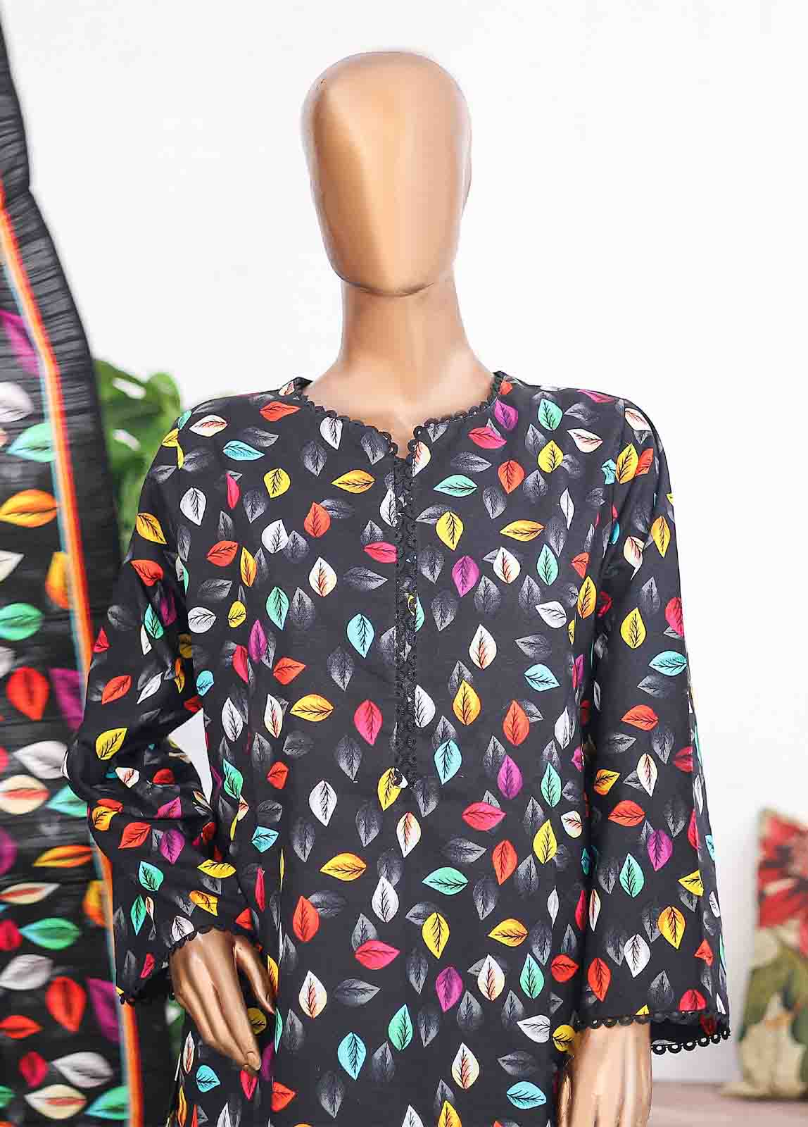 Bin Saeed Fabric - WK-028 A-3 Piece Khaddar Printed Suit