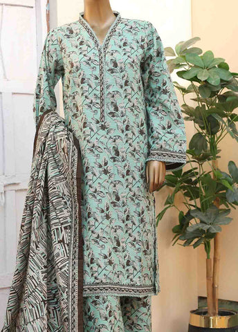 Bin Saeed Fabric - WK-029 A -3 Piece Khaddar Printed Suit