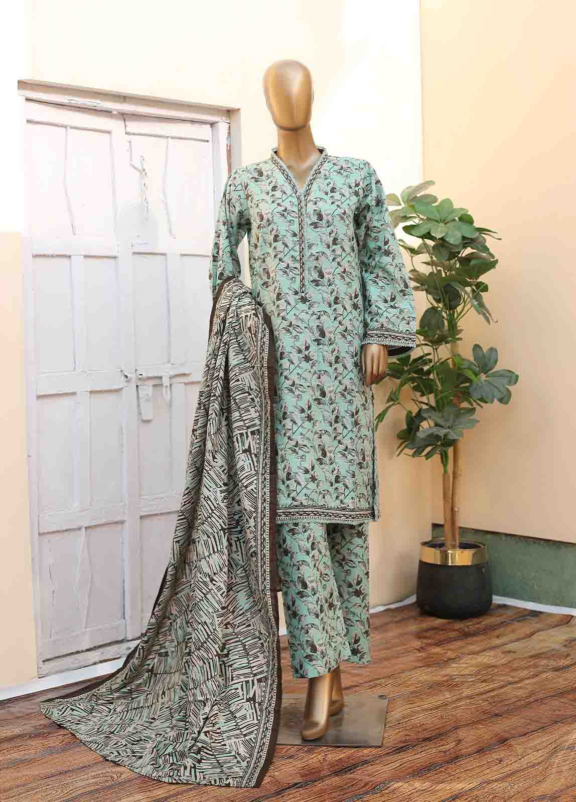 Bin Saeed Fabric - WK-029 A -3 Piece Khaddar Printed Suit