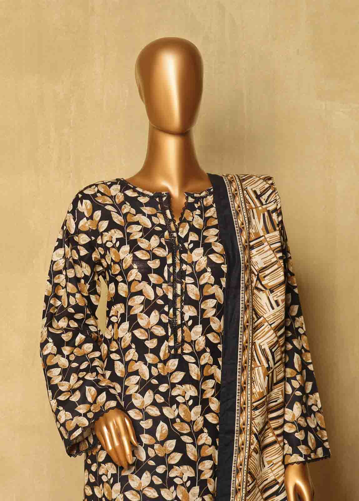 Bin Saeed Fabric - WK-030-3 Piece Khaddar Printed Suit