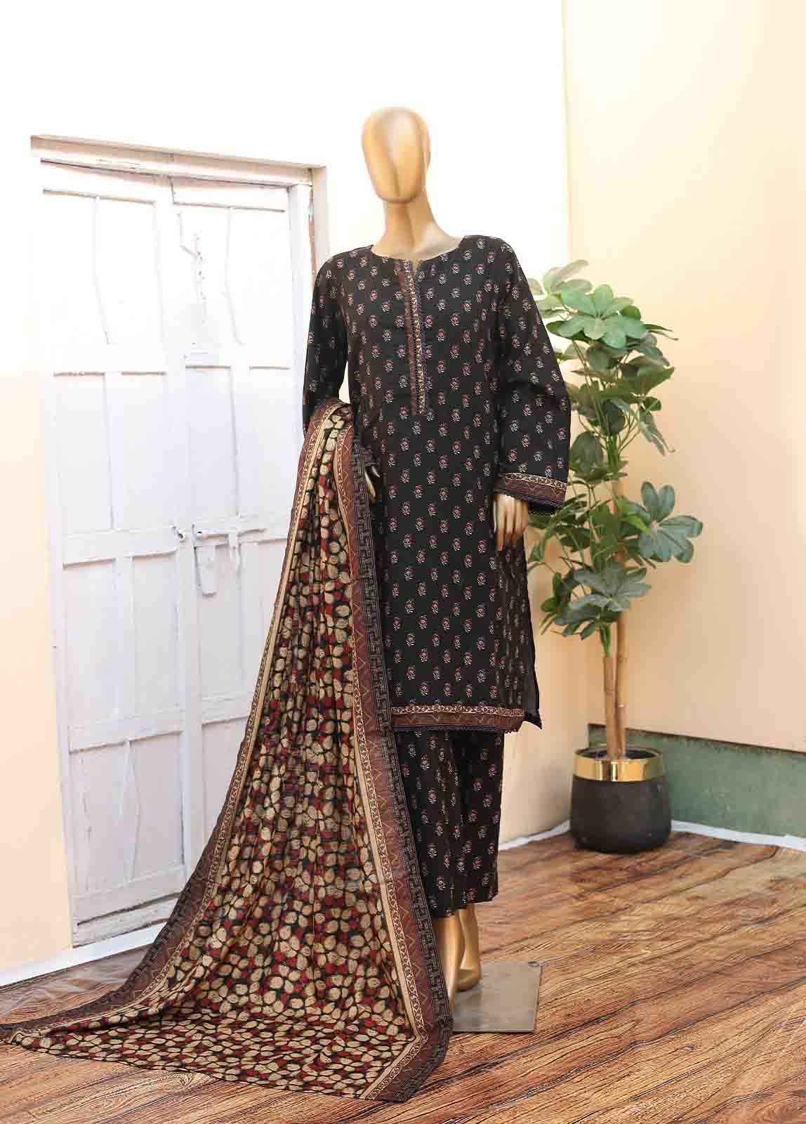 Bin Saeed Fabric - WK-031 -3 Piece Khaddar Printed Suit