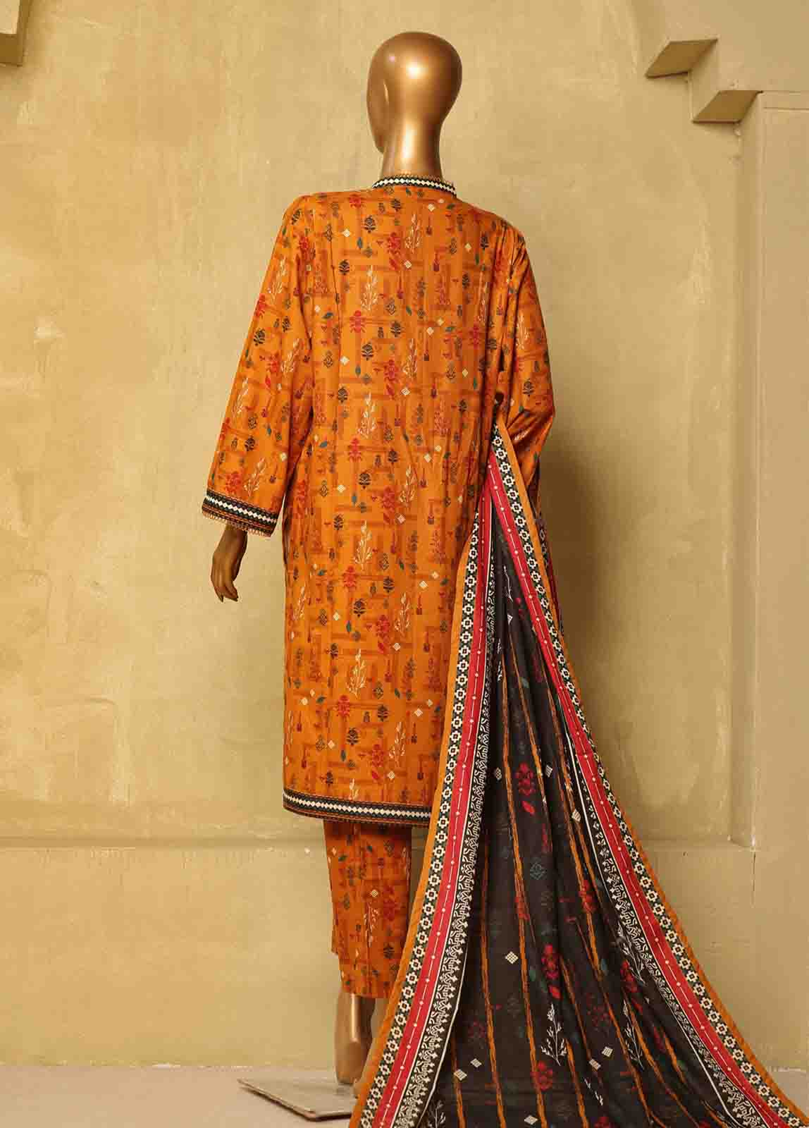 Bin Saeed Fabric - WK-032-3 Piece Khaddar Printed Suit