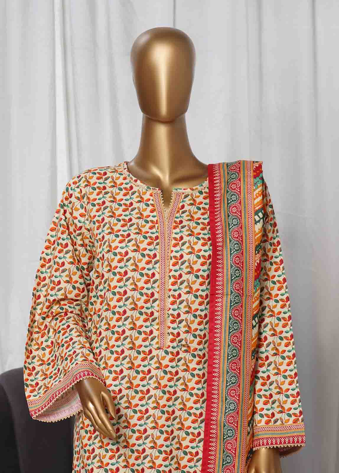 Bin Saeed Fabric - WK-033 -3 Piece Khaddar Printed Suit