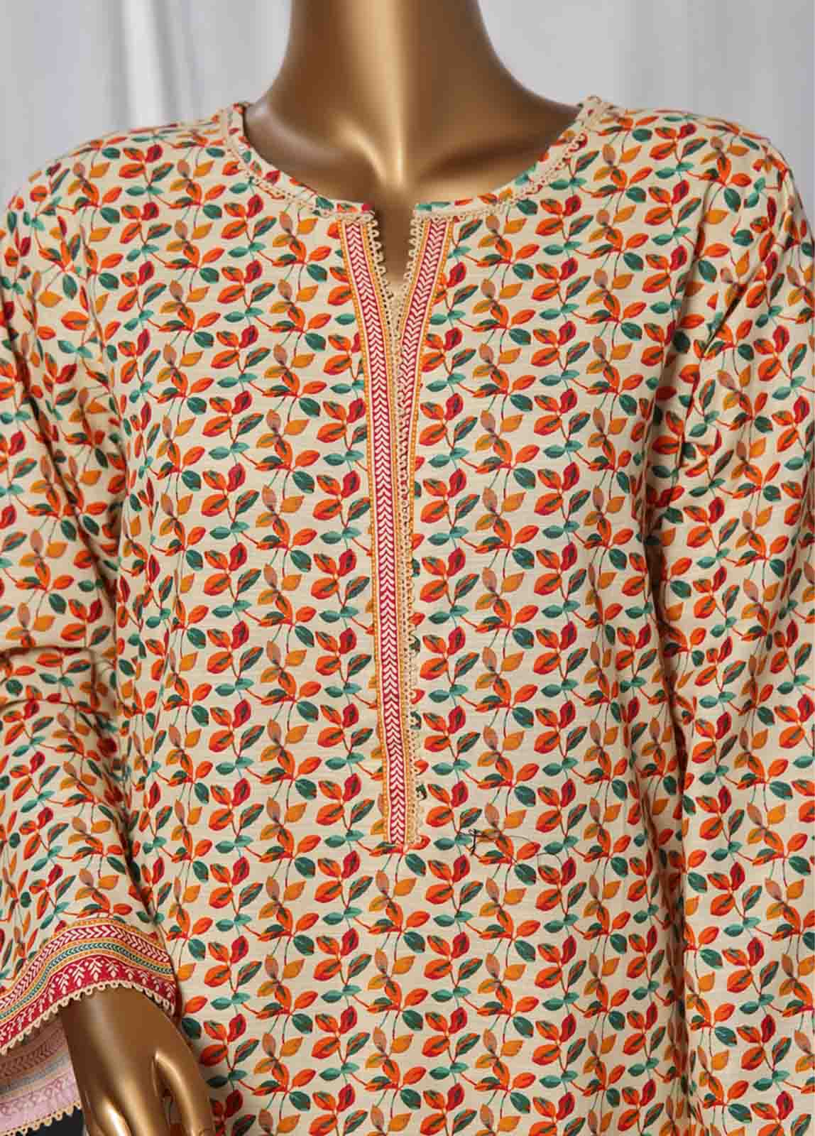 Bin Saeed Fabric - WK-033 -3 Piece Khaddar Printed Suit