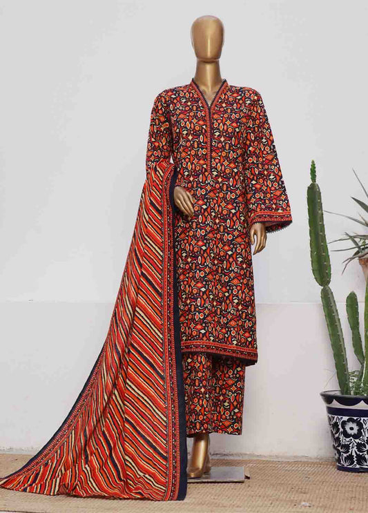 WK-035-3 Piece Khaddar Printed Suit