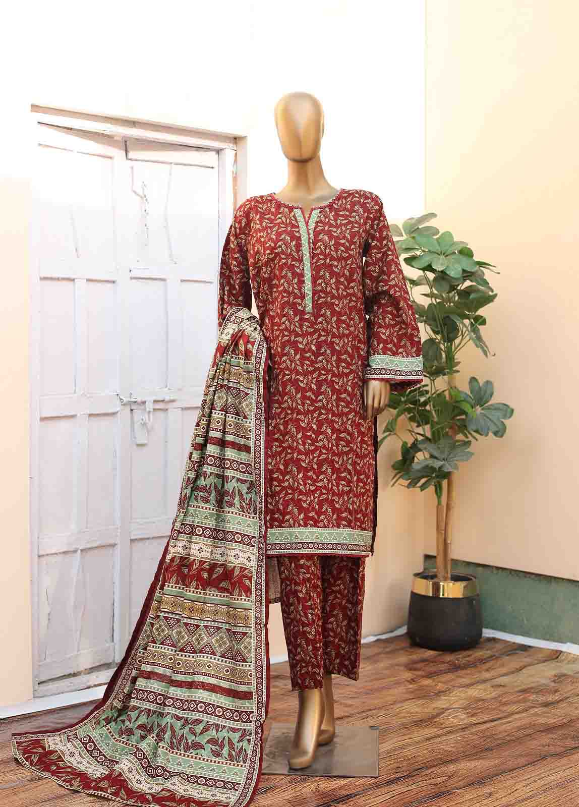 Bin Saeed Fabric - WK-036 -3 Piece Khaddar Printed Suit