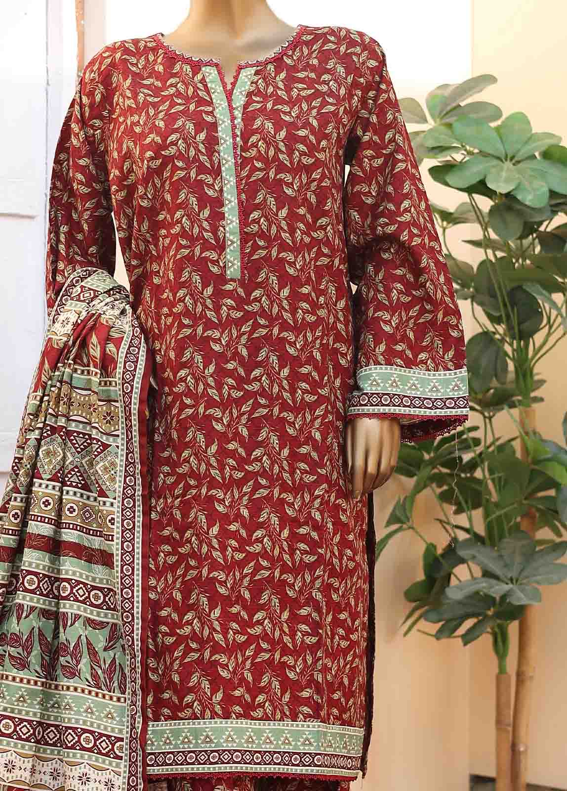 Bin Saeed Fabric - WK-036 -3 Piece Khaddar Printed Suit