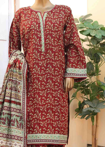 Bin Saeed Fabric - WK-036 -3 Piece Khaddar Printed Suit