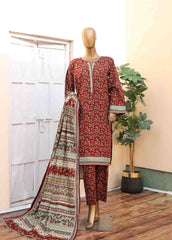 WK-036 -3 Piece Khaddar Printed Suit