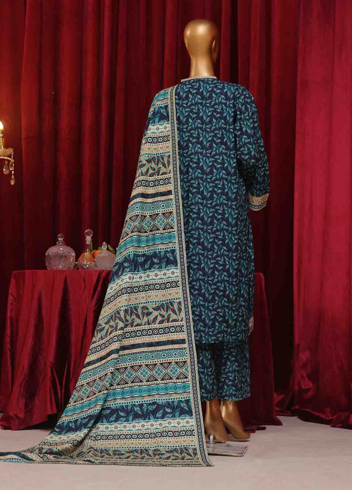 Bin Saeed Fabric - WK-038-3 Piece Khaddar Printed Suit