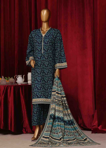Bin Saeed Fabric - WK-038-3 Piece Khaddar Printed Suit