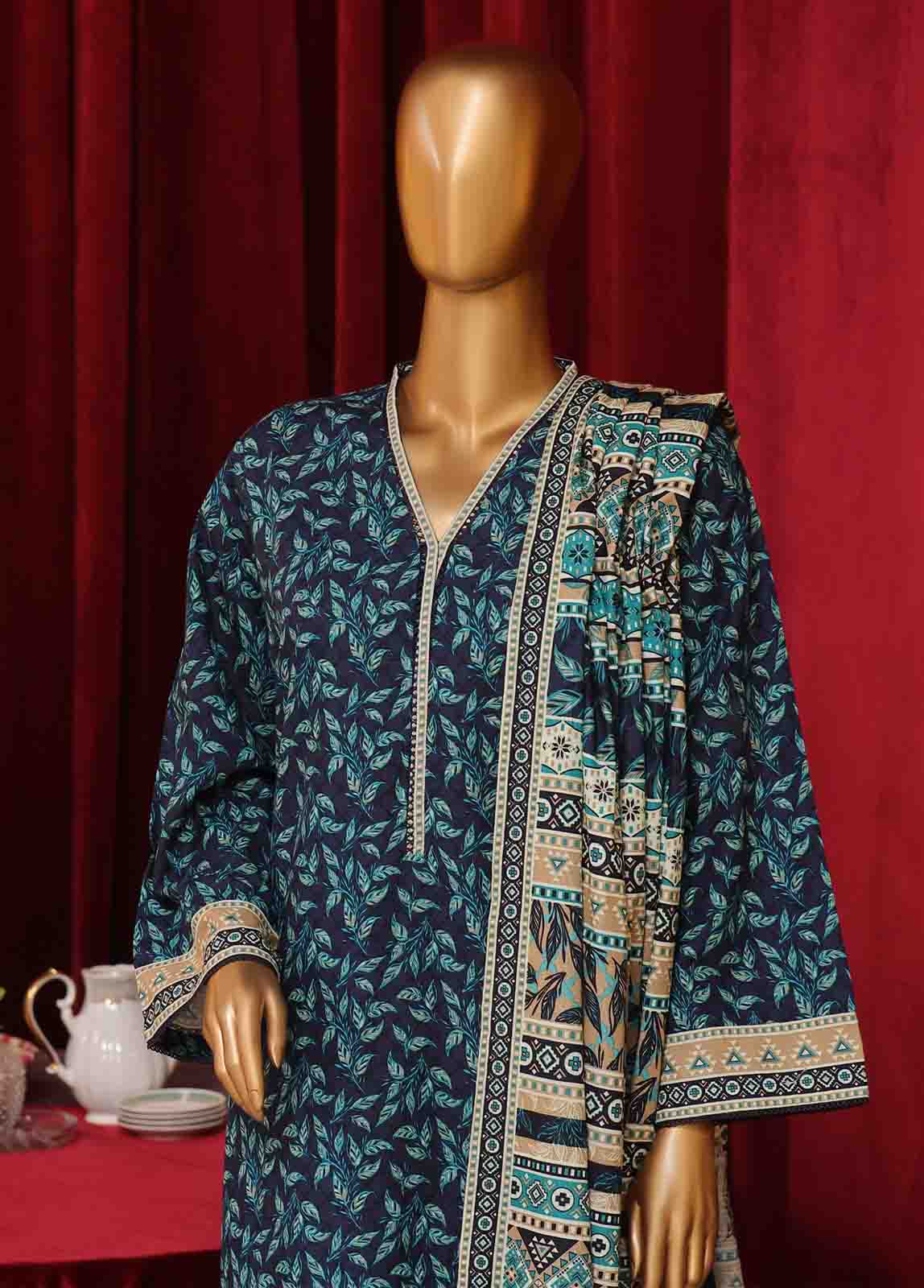 Bin Saeed Fabric - WK-038-3 Piece Khaddar Printed Suit