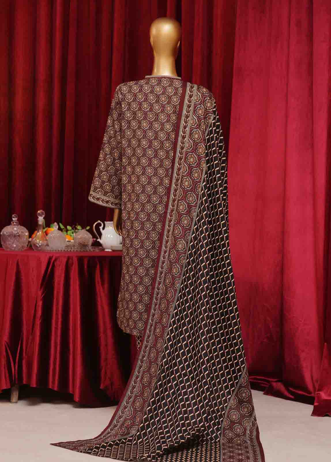 Bin Saeed Fabric - WK-039-3 Piece Khaddar Printed Suit