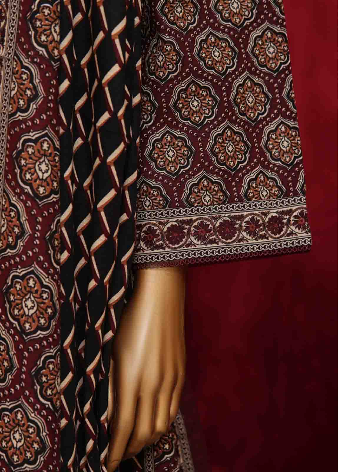 Bin Saeed Fabric - WK-039-3 Piece Khaddar Printed Suit