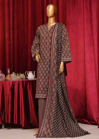 Bin Saeed Fabric - WK-039-3 Piece Khaddar Printed Suit
