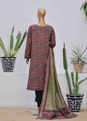 Bin Saeed Fabric - WK-041-3 Piece Khaddar Printed Suit