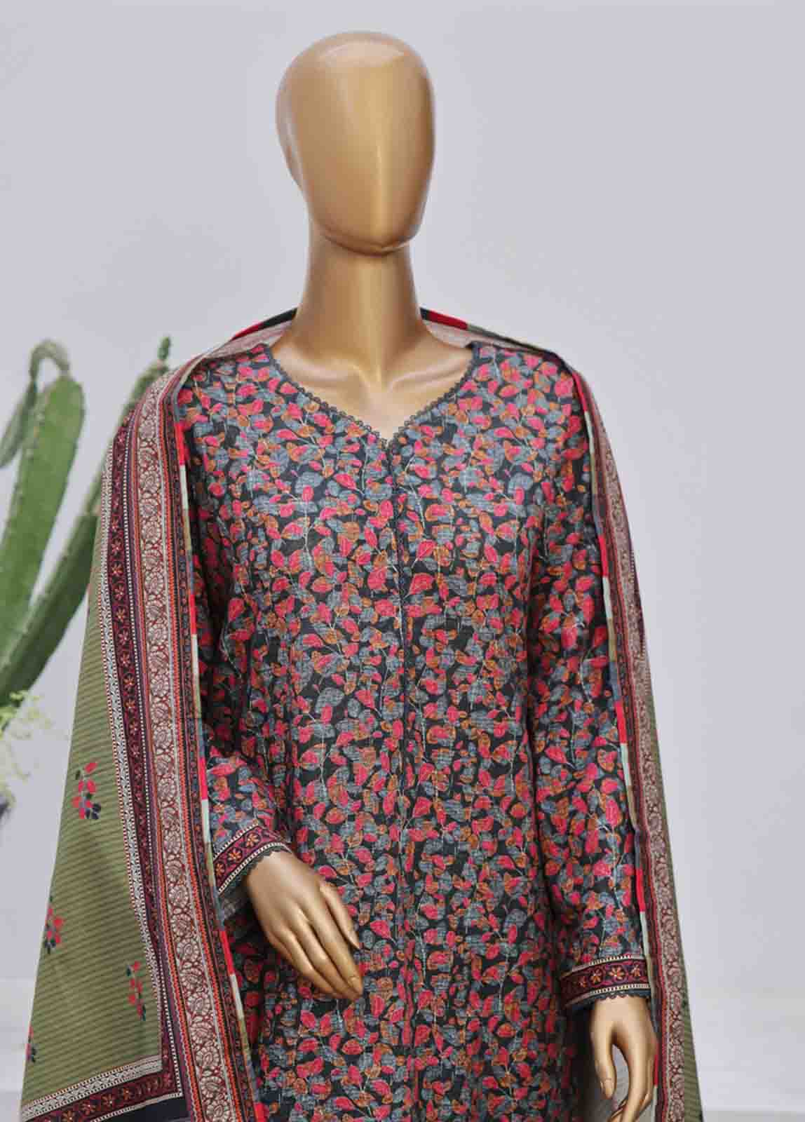 Bin Saeed Fabric - WK-041-3 Piece Khaddar Printed Suit