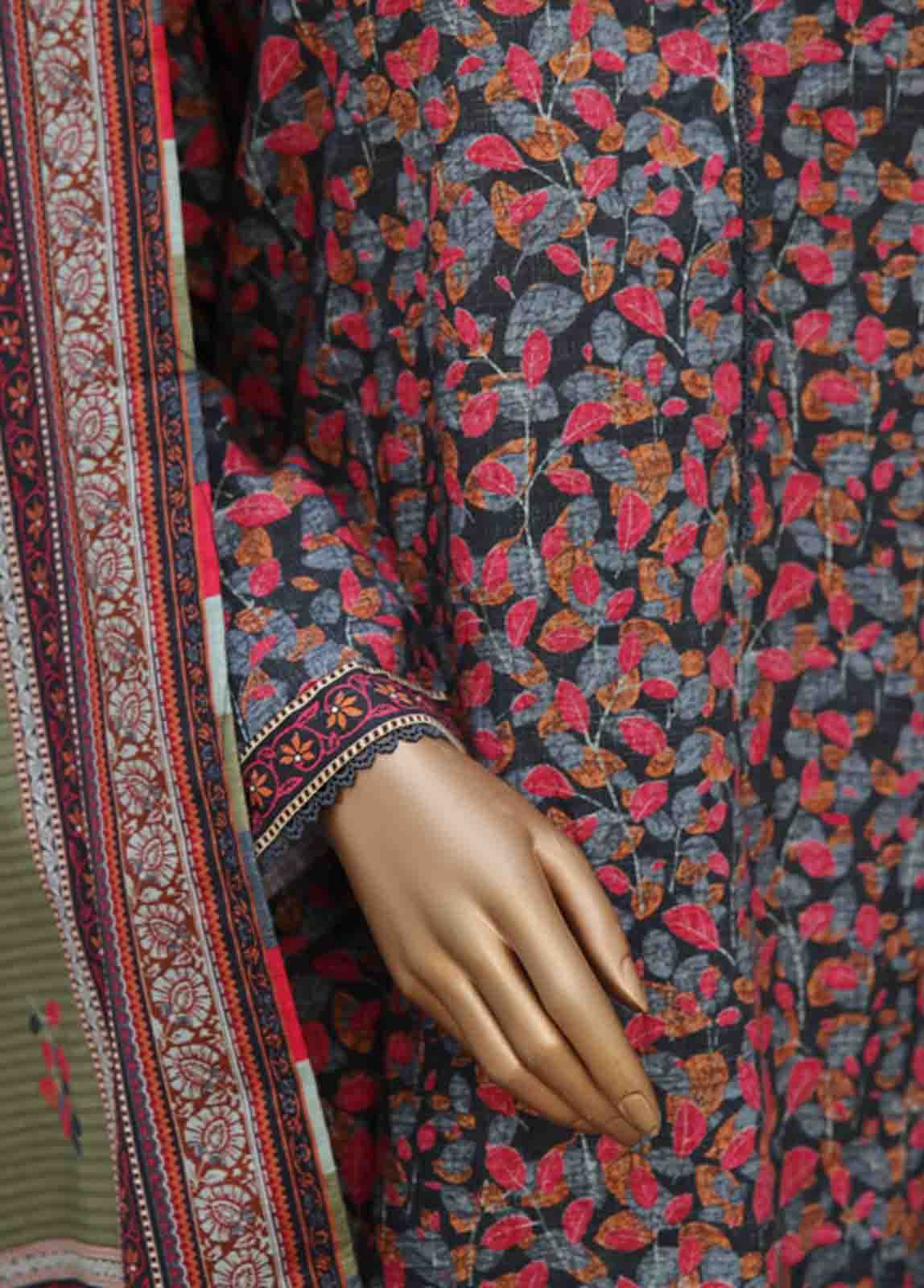 Bin Saeed Fabric - WK-041-3 Piece Khaddar Printed Suit